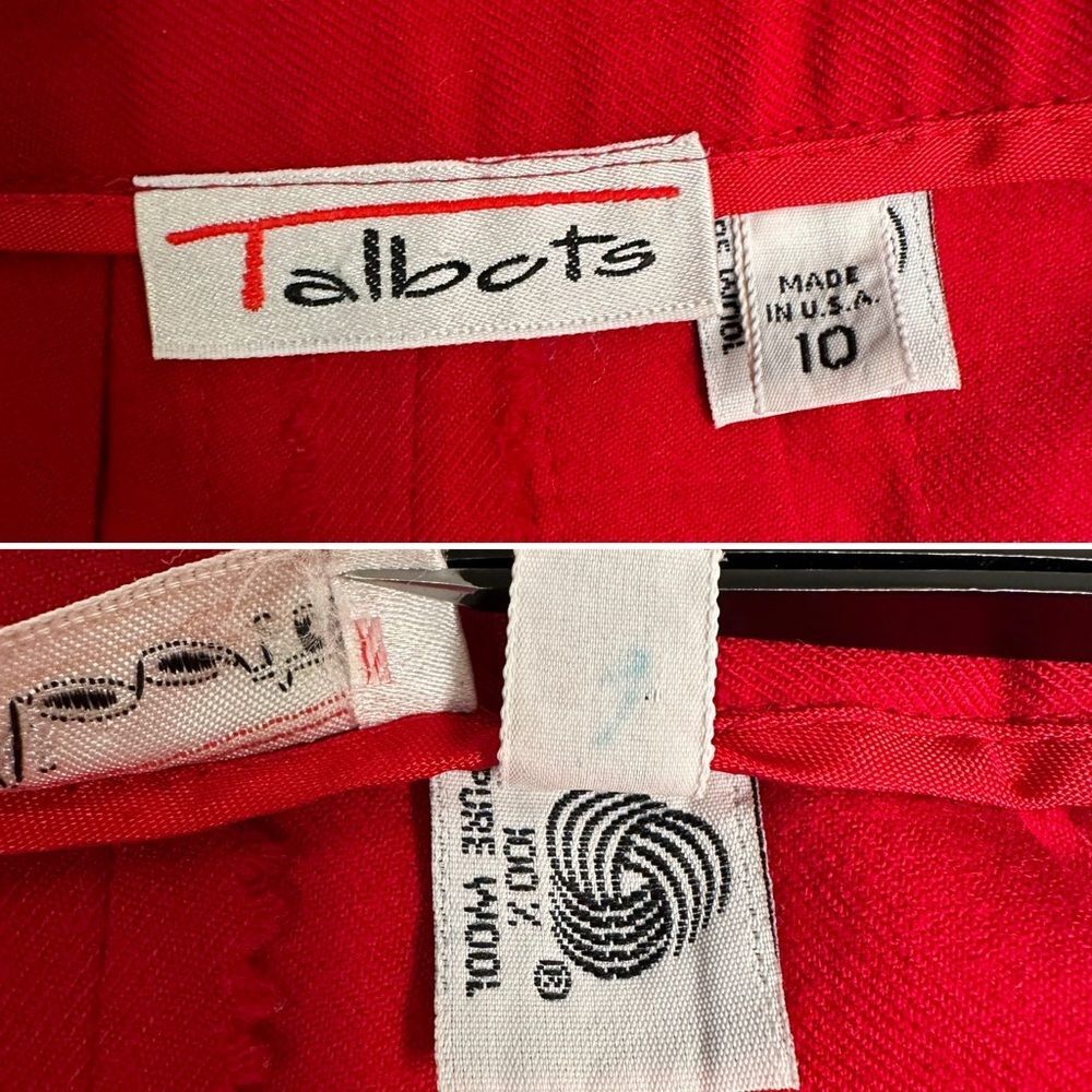 Vintage 80s Talbots Red Wool Pleated Skirt Size 10 Made USA High Waist 29” - Picture 9 of 10